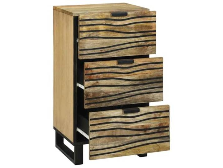 HEFZGDB Massives Mangoholz Sideboard Wohnzimmer und Esszimmer mit schwarzen Eisenbeinen – rustikales Möbelstück mit Stauraum