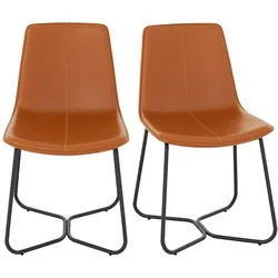 COSTWAY Set mit 2 Esszimmerstühlen, Küchenstühle aus Kunstleder gepolstert mit Metallbeinen