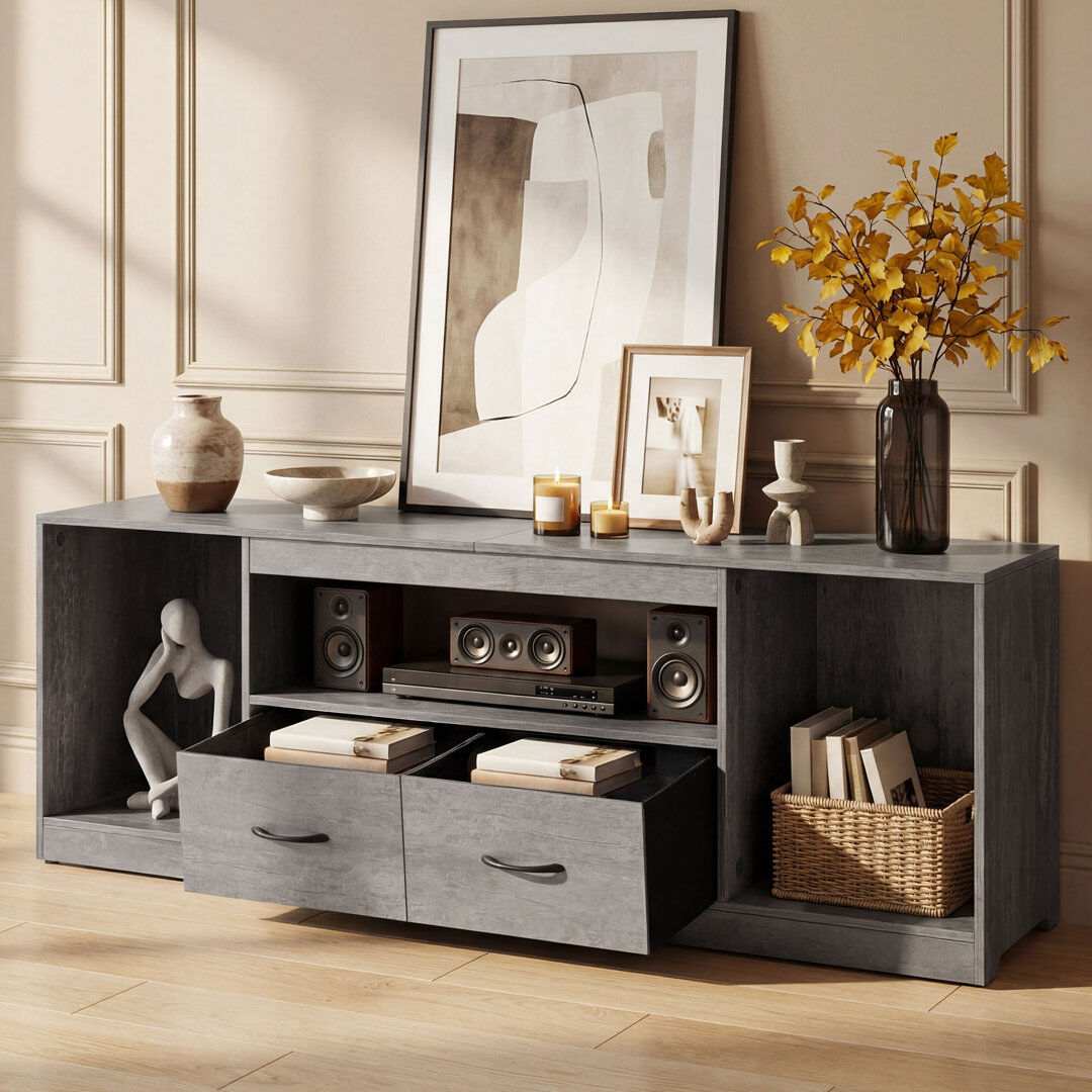 Latitude Run Unfinished TV Stand for TVs up to 65" Grey 65"