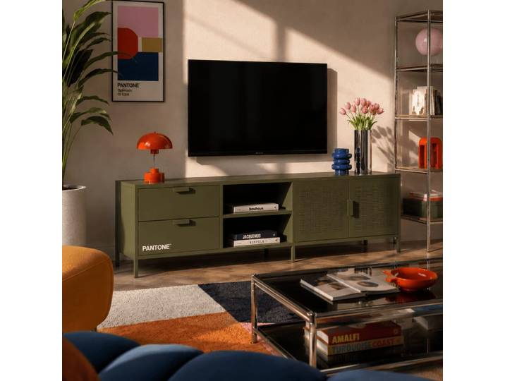 Meuble tv métal vert olive 200cm