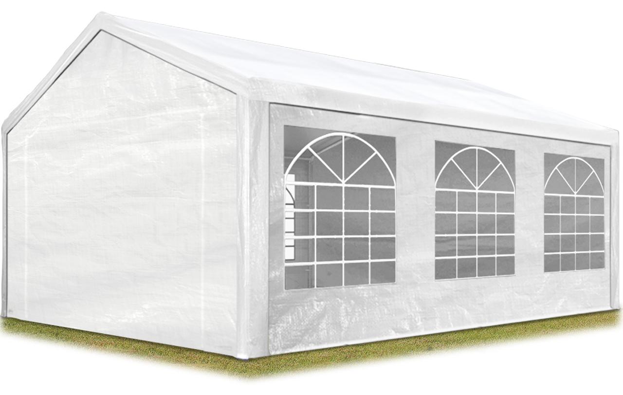 TOOLPORT Partyzelt Pavillon 4x6 m in weiß PE Plane 350 N Wasserdicht UV Schutz Festzelt Gartenzelt