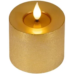 Kaemingk, LED Kerzen, LED-Kerze goldfarben Wachs Ø 7,5 cm H: 9,5 cm ww (1x)