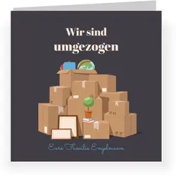 Umzugskarte: Kartons mit Foto in Grau