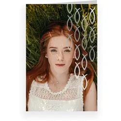 Konfirmation Einladungskarten mit eigenen Fotos gestalten im Design "Einladungskarte Konfirmation: Ichthysschwarm mit Fotos" - Musterkarte - Karten einfach online bei wunderkarten gestalten und...