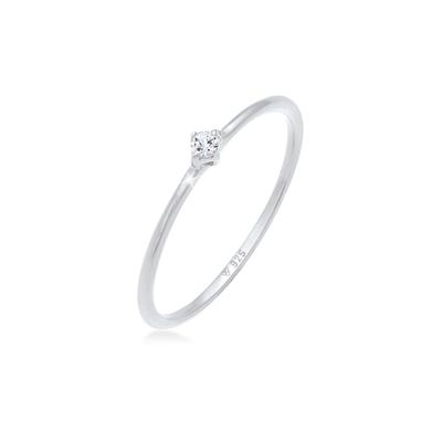 Verlobungsring ELLI PREMIUM "Stapelring Topas Solitär Verlobung 925 Silber" Gr. 54, silber, Fingerringe, Damen, 54mm, Silber 925 (Sterlingsilber), Verlobungsring