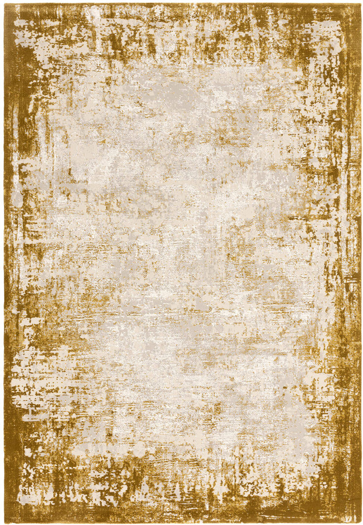 Rio Abrienne Soft Shiny Border Gold Rug Gold Rectangle 80 x 150cm