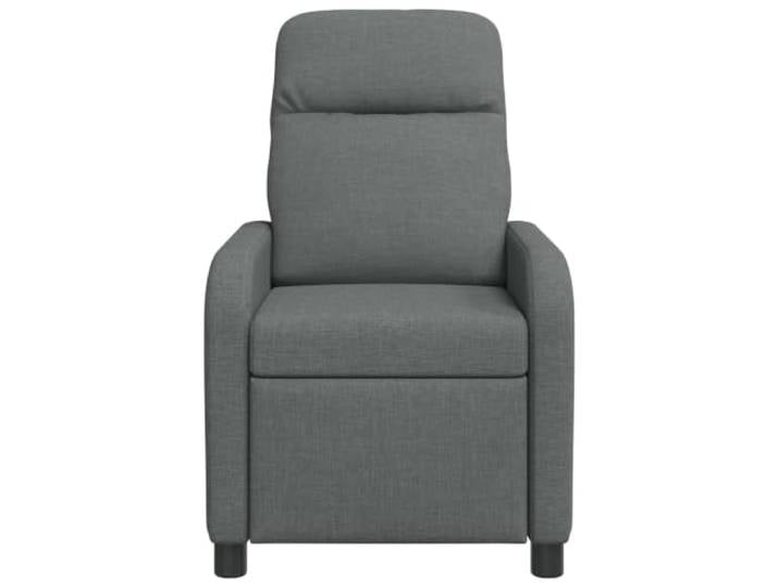 Sessel Recliner Dunkelgrau aus Polyestergewebe, Verstellbar 115-160 100% Polyester, Metall-Holzrahmen, flache Armlehnen, pflegeleicht, modernes Design