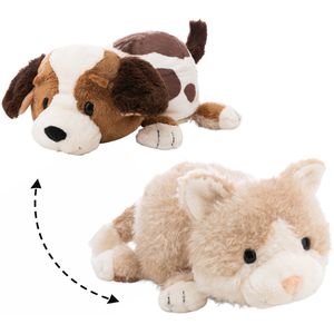 NICI Kuscheltier Twistimals 62848, Hund & Katze mit Wendefunktion, ab 0 Jahre, 25 cm