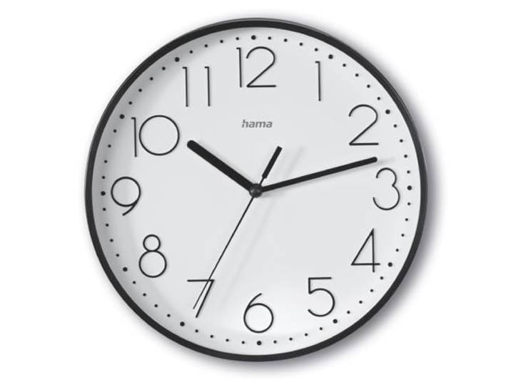 Hama Wanduhr Salina ohne Tickgeräusche Ø 22cm inkl Batterie, große Ziffern