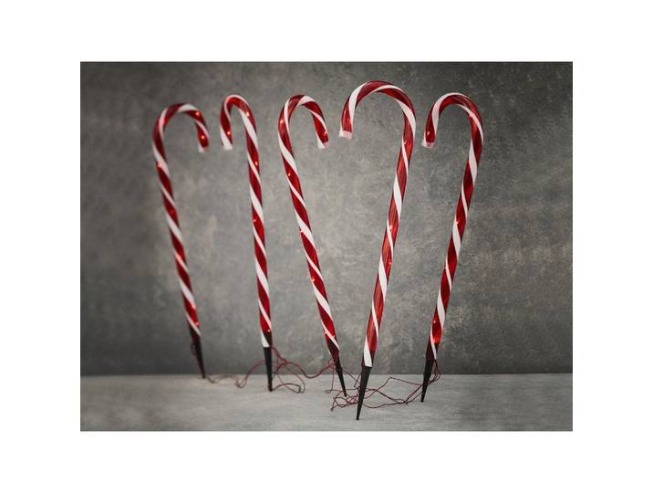 Laalu Weihnachtsdekorationen 5er-Set LED Licht-Zuckerstangen 60 cm, Weiß, Rot, Weiß, Kunststoff, Freiform, 5x60x5 cm, Dekoration, Weihnachtsdekoration, Christbaumschmuck
