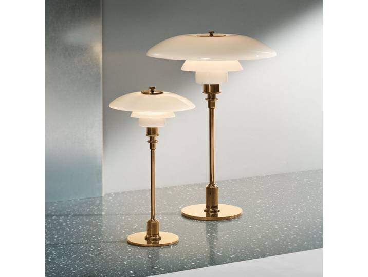 PH 2/1 Tischleuchte Messing - Louis Poulsen - Wohnzimmer - Design - Metall - Mit Schirm