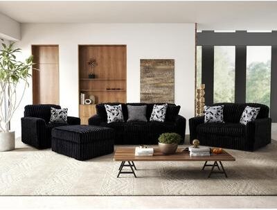 Roundhill Furniture Solenne 4-Piece Living Room Set, Oversized Sofa, Loveseat, Chair and a Half, and Ottoman