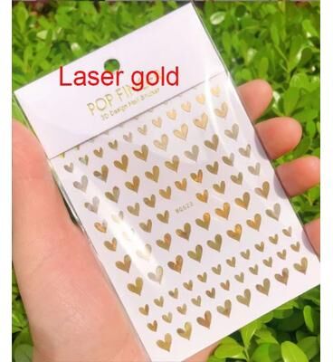 Inspire Select 3D Nail Art Stickers Love Hearts Stars Clouds Red Black White Adhesive Nail Decals Sliders For French Tips Manicure awg622lasergold