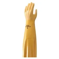 Otto Schachner, Schutzhandschuhe, Showa Nitrilhandske Ru str. 8 - ARX, med for af bomulds-interlock. Laengde : 65cm (M)