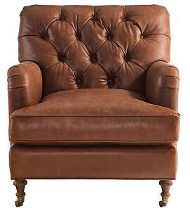 Maggie Leather Chair - Chocolate Leather, Chocolate Walnut - Ballard Designs