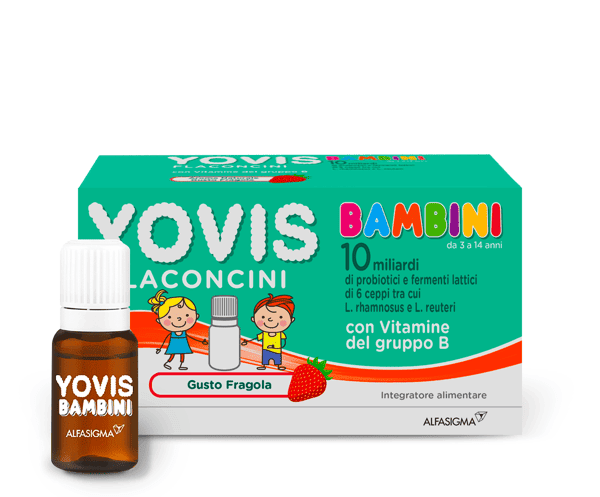 Yovis Bambini Fermenti Lattici e Probiotici per i bambini 10 Flaconcini Gusto Fragola