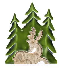 Lost in the Forrest -  Stag in the Forrest 3D Wooden Decoration - 23x20cm