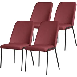 ESSZIMMERSTUHL 4er Set Rot mit Stoffbezug