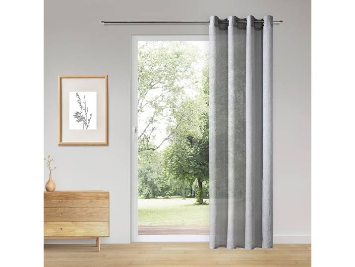 Vorhang GERSTER Dalia Gr. 1, grau, B:145cm H:245cm, Polyester, Gardinen, Vorhang, SB-Ösenschal Dalia