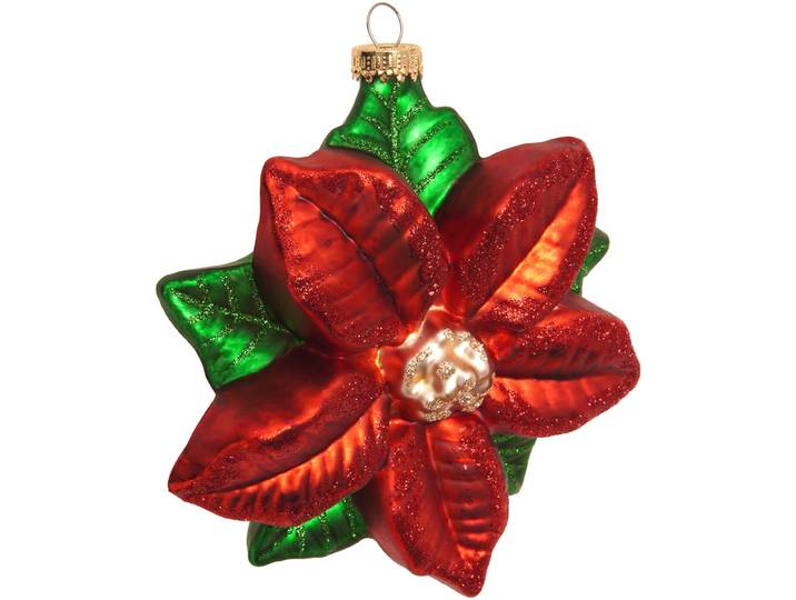 Weihnachtsbaumkugel KREBS GLAS LAUSCHA Baumschmuck Weihnachtsstern rot 12cm , rot, B:6cm H:11cm T:11cm Ø:11cm, Glas, Weihnachtsbaumkugeln, Weihnachtsbaumkugel, Dekoriert mit Liebe zum Detail