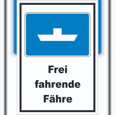 HB-Druck Frei fahrende Fähre Symbol und Text Aufkleber A1 (594x841mm)