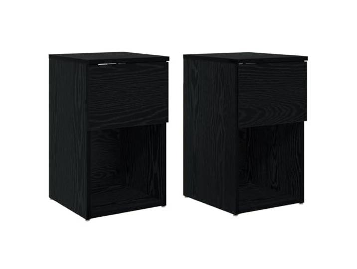 Nachttisch 2er Set, Beistelltisch Schwarz Eichen-Optik 29 x 31,5 x 49 cm