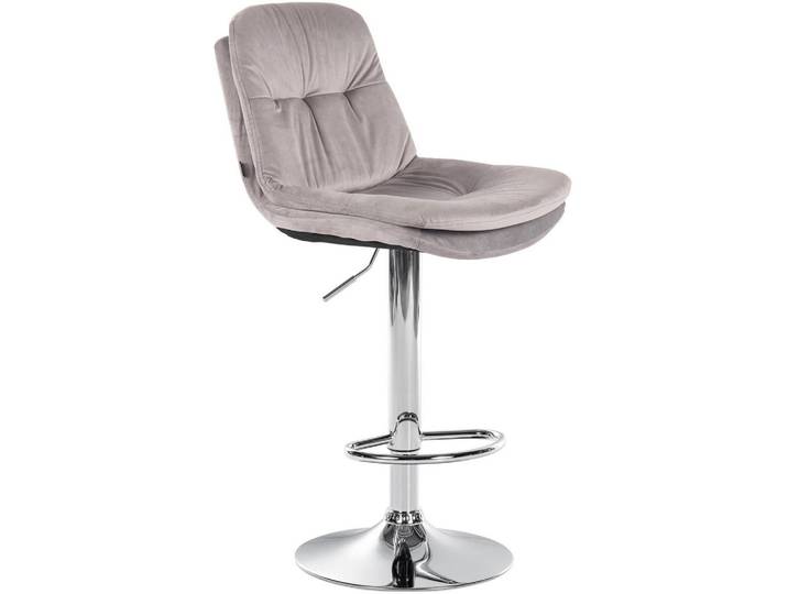 CLP Barhocker Samt grau, Grau, 46x94x54 cm, Esszimmer, Barmöbel, Barhocker