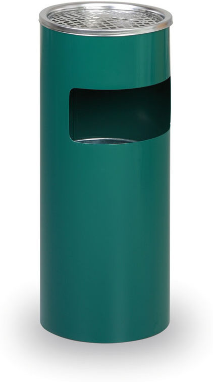 B2B Partner Mülleimer mit Aschenbecher für draußen, 600 x 250 x 250 mm, grün / Edelstahl