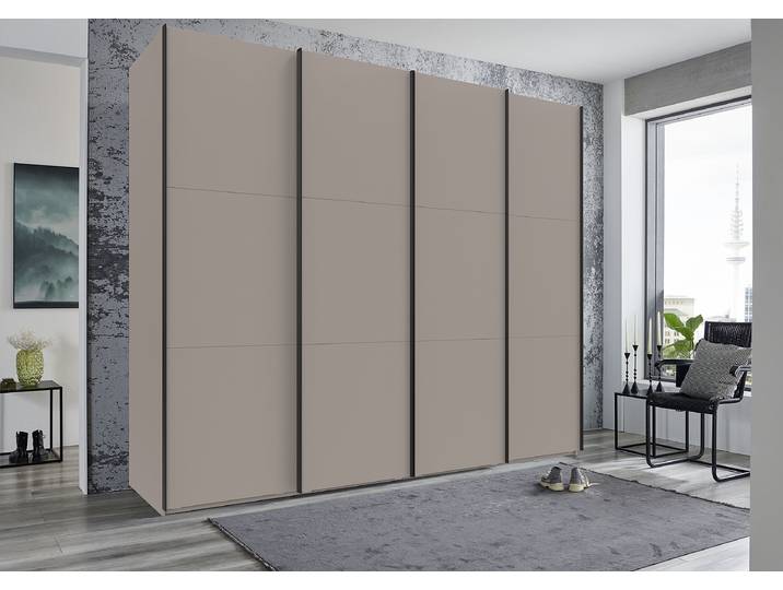 Schwebetürenschrank Level36 236 cm Typ C 300 x 236 x 65cm ohne Grau/Saharagrau Schwarz ohne Spiegeltür/-en