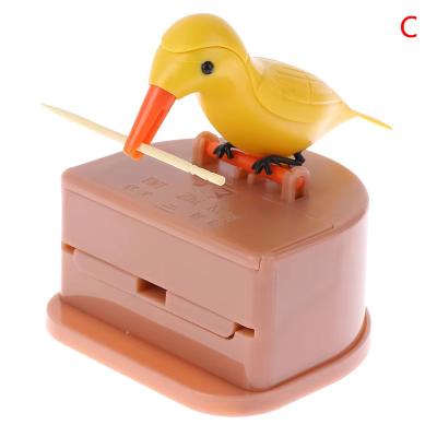 Inspired Finds Cartoon Bird Automatic Toothpick Dispenser Cute Push Button Toothpick Holder For Kitchen And Dining yellow Bird With Orange Beak