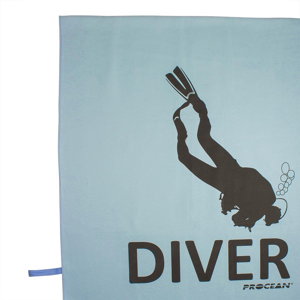 Procean microfibre strandlaken Diver lichtblauw voor volwassenen