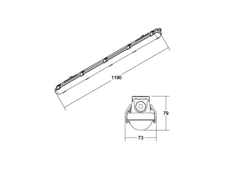 BRUMBERG Humid One Wannenleuchte Notlicht 119cm, alu / grau / zink, Edelstahl