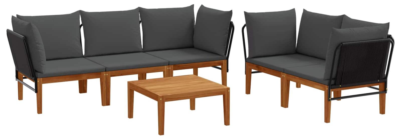 vidaXL 6 stk. Massives Akazienholz & Seil Natur