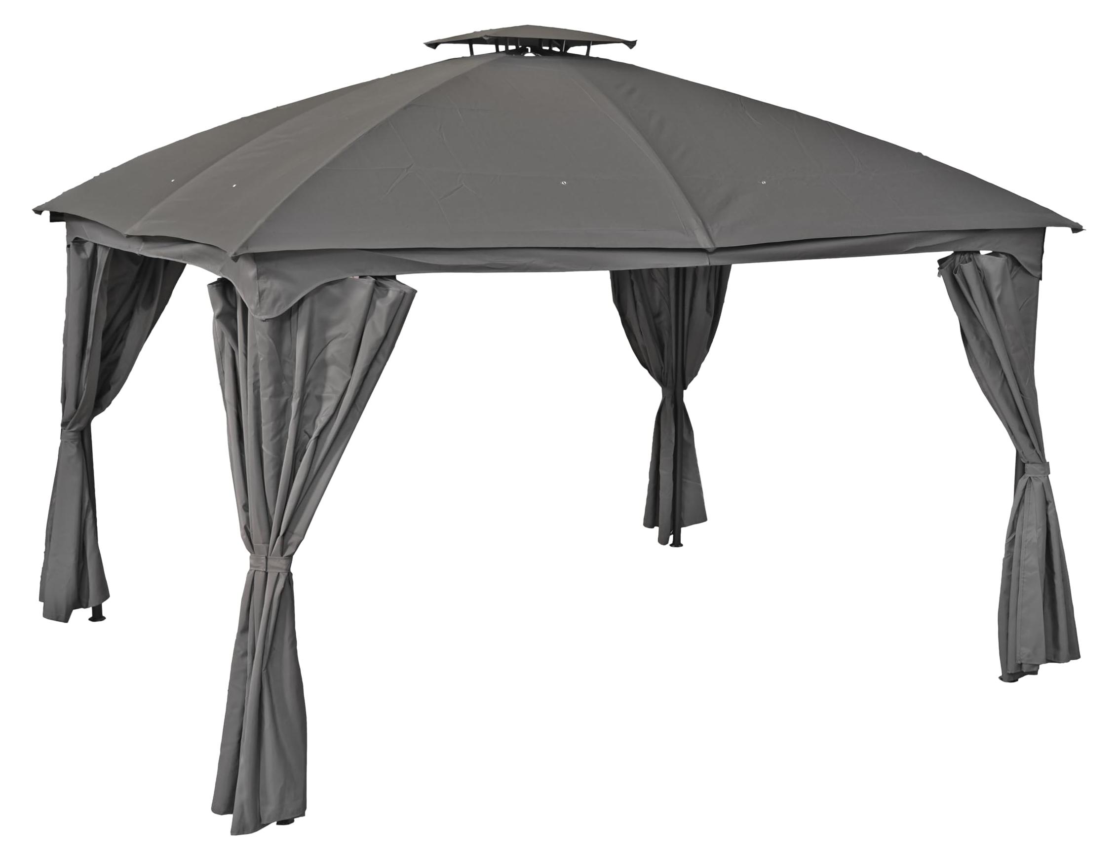 Pavillon DUBLIN Schwarz Polyester | Gartenpavillon Gartenlaube für Garten/Terrassen