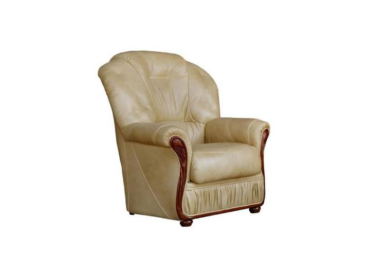 Fauteuil en cuir de buffle DAPHNE - VENTE-UNIQUE - Style vintage - Couleur beige