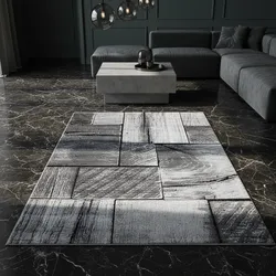Kurzflorteppich DRAU, in 3D-Holzoptik, Schwarz, 280 x 370 cm