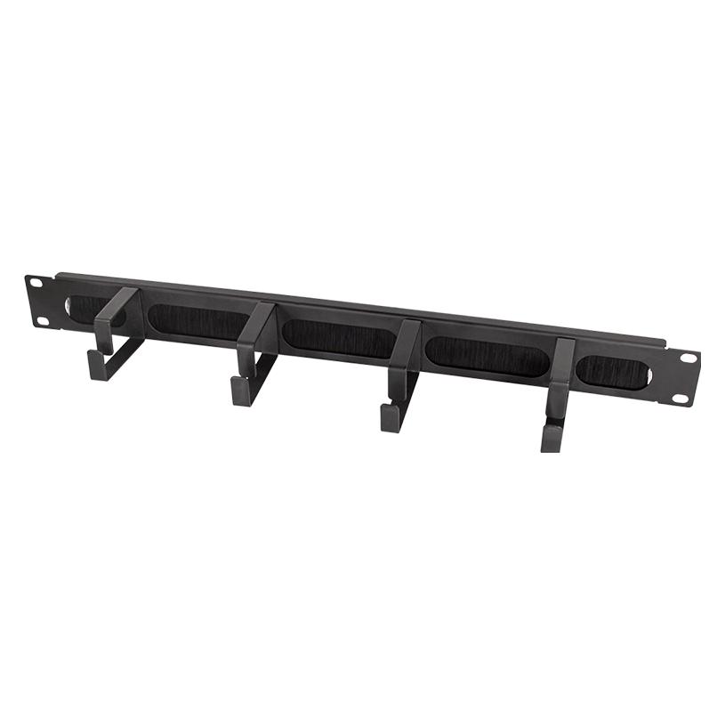 LogiLink 19"-Kabelführungspanel mit 4 Stahlbügeln und Bürstenleiste, schwarz (OR106B)