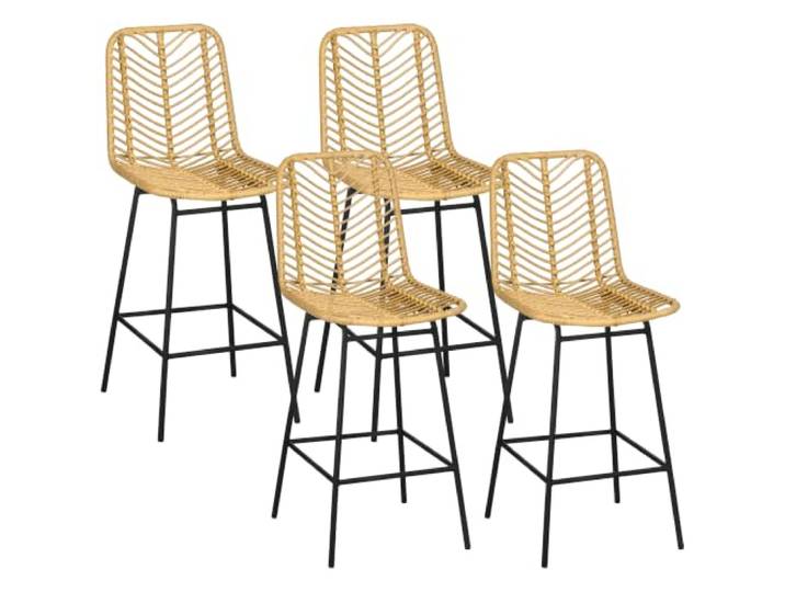 HOMCOM Rattan-Barhocker 4er-Set, 26 Thekenhöhe, Gelb Boho-Kücheninsel-Hocker, atmungsaktiver Korbgeflecht-Sitz und Rückenlehne.