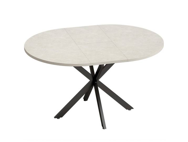 Homcom Ausziehbarer-Esstisch MDF Stahl Grau, Metall, Nachbildung, Rund, X-Form, 100x75x135 cm, Esszimmer, Esstische