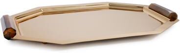 Zodax Polished Octagon Metal Serving Trays with Horn Handles
