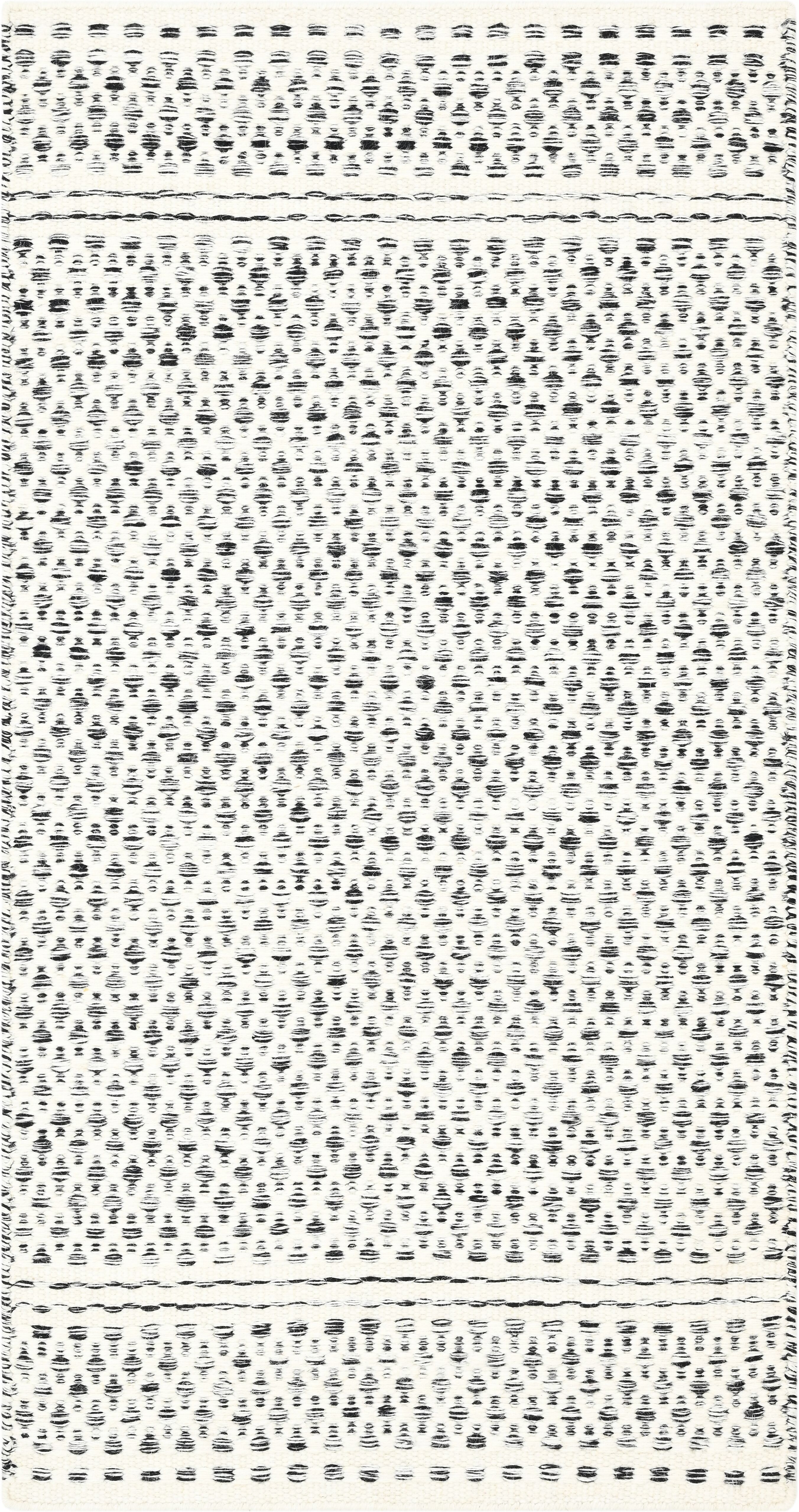 Wollteppich "Wooly Nature", weiss (natur,schwarz), B:80cm H:10mm L:150cm, Baumwolle, Wolle, MYFLAIR MÖBEL & ACCESSOIRES, Teppiche, Wollteppich, Handwebteppich, reine Wolle, Scandi Design, handgewebt, Wohnzimmer natur,schwarz B : 80cm 1 Stk., 10mm, L: 150c