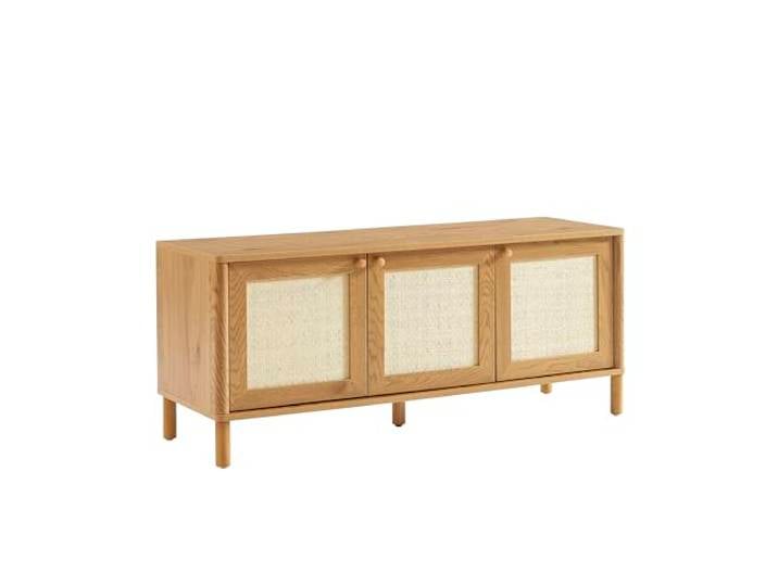 BAÏTA TV-Schrank Haida Eichenoptik und Rattan, 120 cm