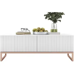 COUCHTISCH Elpis Weiß matt 110 cm mit Metallrahmen