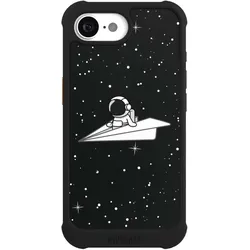 Nivocase Hülle für Apple iPhone 16e Stossfeste Handyhülle NIVOmax Case Schwarz Astronaut Comic Papier (Apple iPhone 16e), Smartphone Hülle, Schwarz
