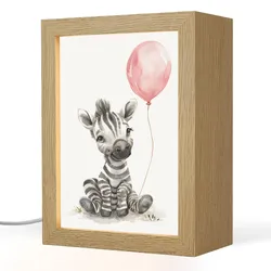 NACHTTISCHLAMPE Zebra - Baby - Tiere - Rosa Luftballon 15x20 cm