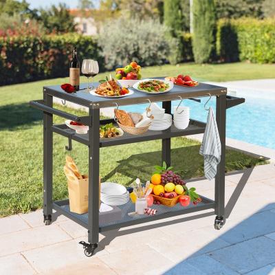 Domi Outdoor Living Domi Outdoor Grill Cart with Wheels,XL Outdoor Kitchen Island with Storage,Cooking Prep BBQ Table for Patio