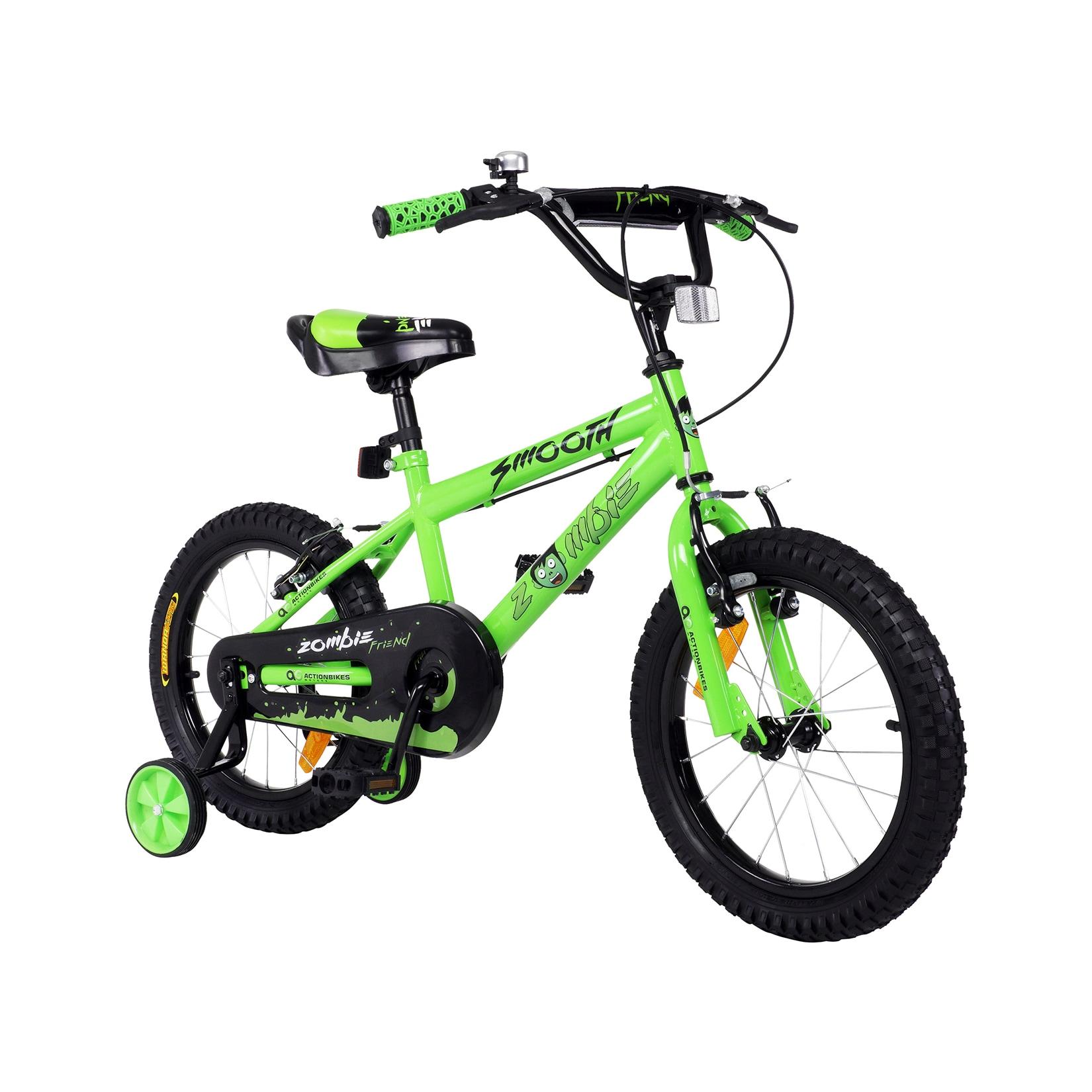 Actionbikes Kinderfahrrad Zombie 16 Zoll, V-Brake-Bremsen, höhenverstellbar, Stützräder, Reflektoren