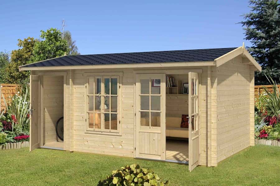 Lasita Maja Gartenhaus Wrexham 2 ISO aus Holz Gartenhütte Wandstärke: 44 mm Inklusive: Fußboden Geräteschuppen