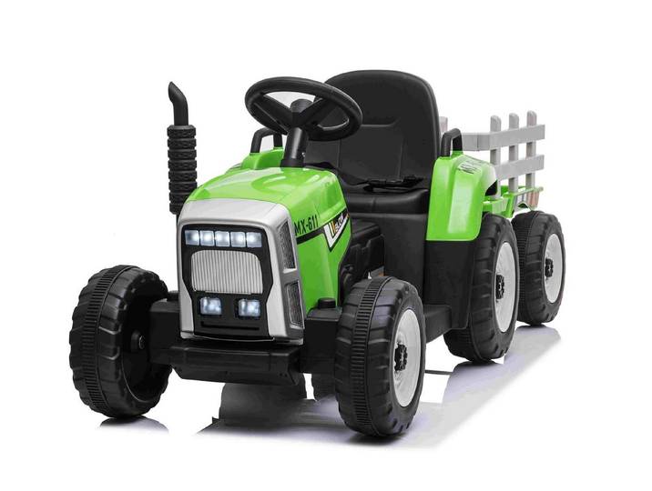 BoGi Elektro-Kindertraktor Elektro-Traktor mit Anhänger 12V – 2x35W Motor, RC, USB/Bluetooth