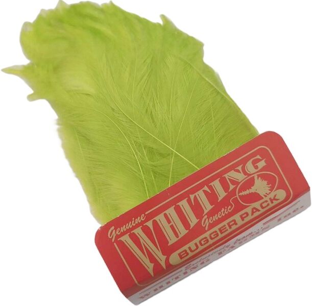 Whiting Bugger Pack-White Dyed Fl. Green Chartreuse
